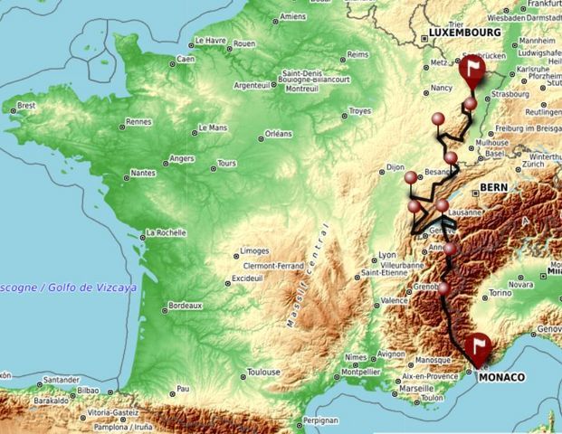 voyage France en Spyder carte road trip can am france