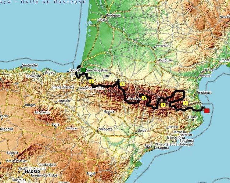 Pyrénées tour map Pyrenees motorcycle tour map