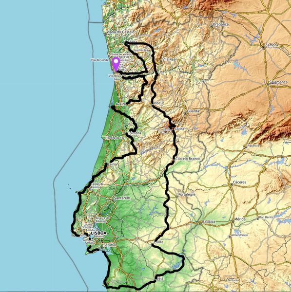 Map portugal carte circuit portugal a moto