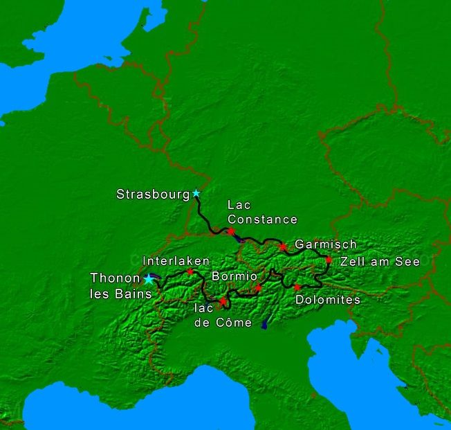 carte circuit Italie map grandes alpes